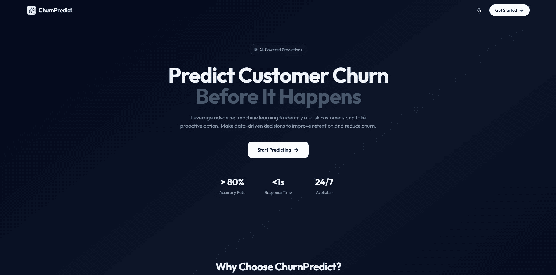 Customer Churn Prediction System preview screenshot